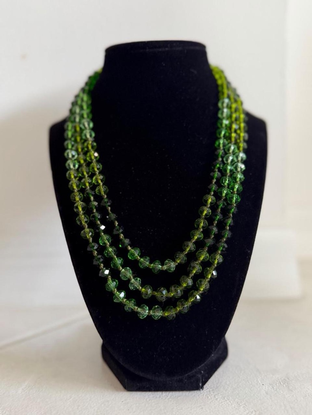 Green Crystal Multi-Strand Necklace